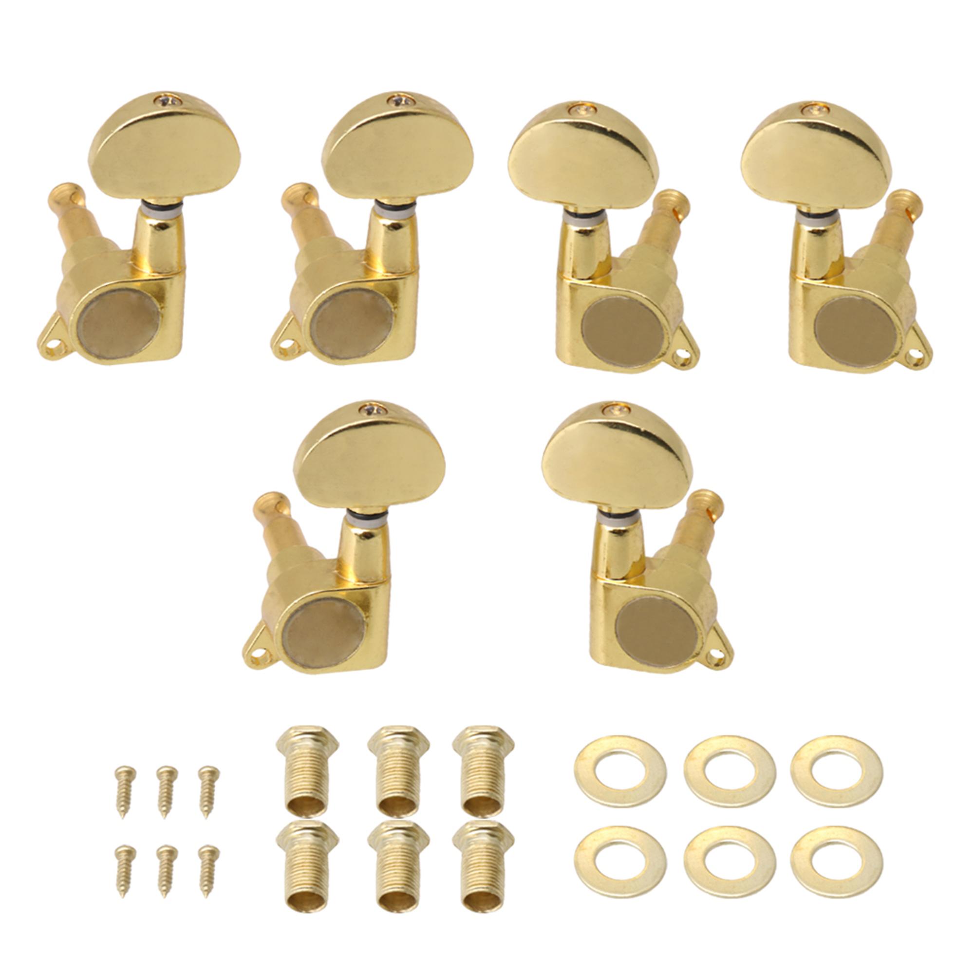 Golden 3+3 Acoustic Guitar Machine Heads Tuners Semi-circle Button