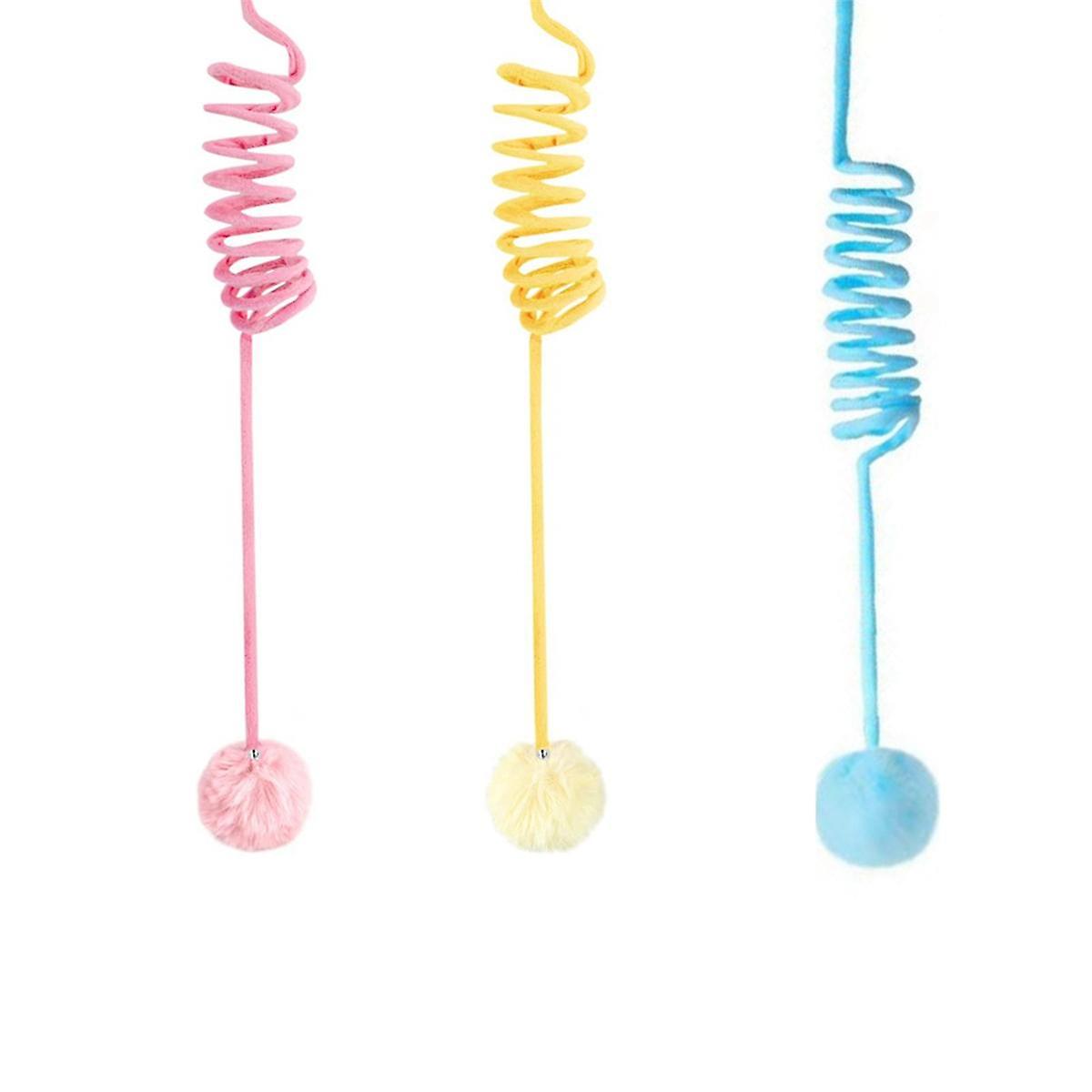 Cats Spring Toys, Self-Play Hanging Stretchable Cats Spring with Bell, 3 Pack Soft Plush Interactiv