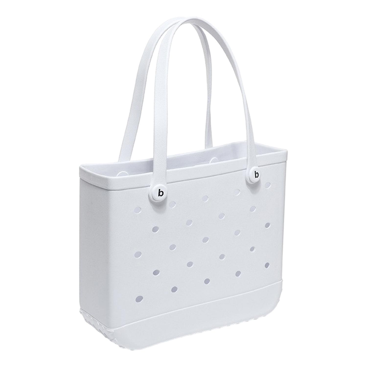 Waterproof PVC Beach Bag with Holes Non-slip Handle Large Capacity Open Tote Handbag Seaside Swimmin