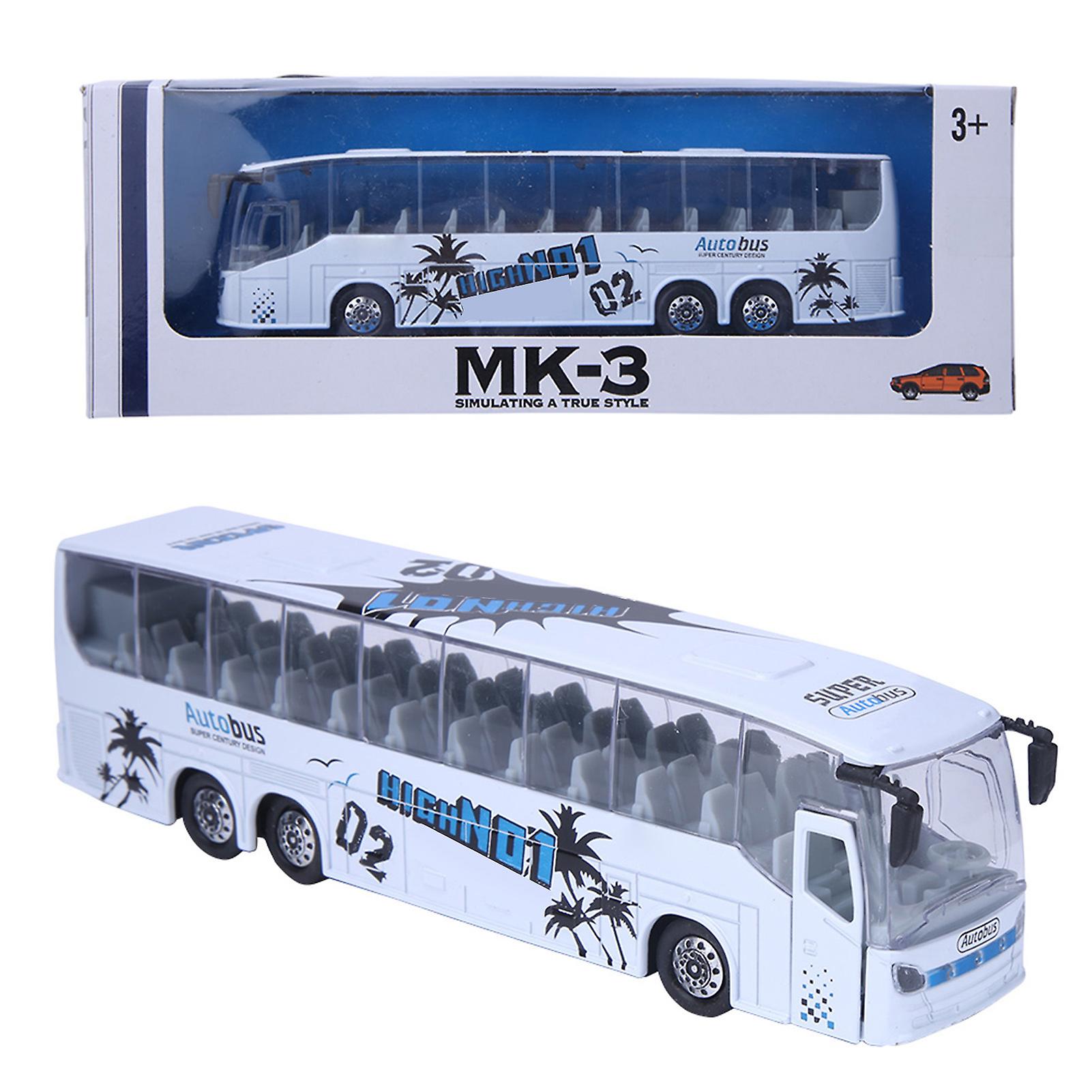Simulation Transit Bus Toy - Alloy Pull Back with Light and Music for Children (White)