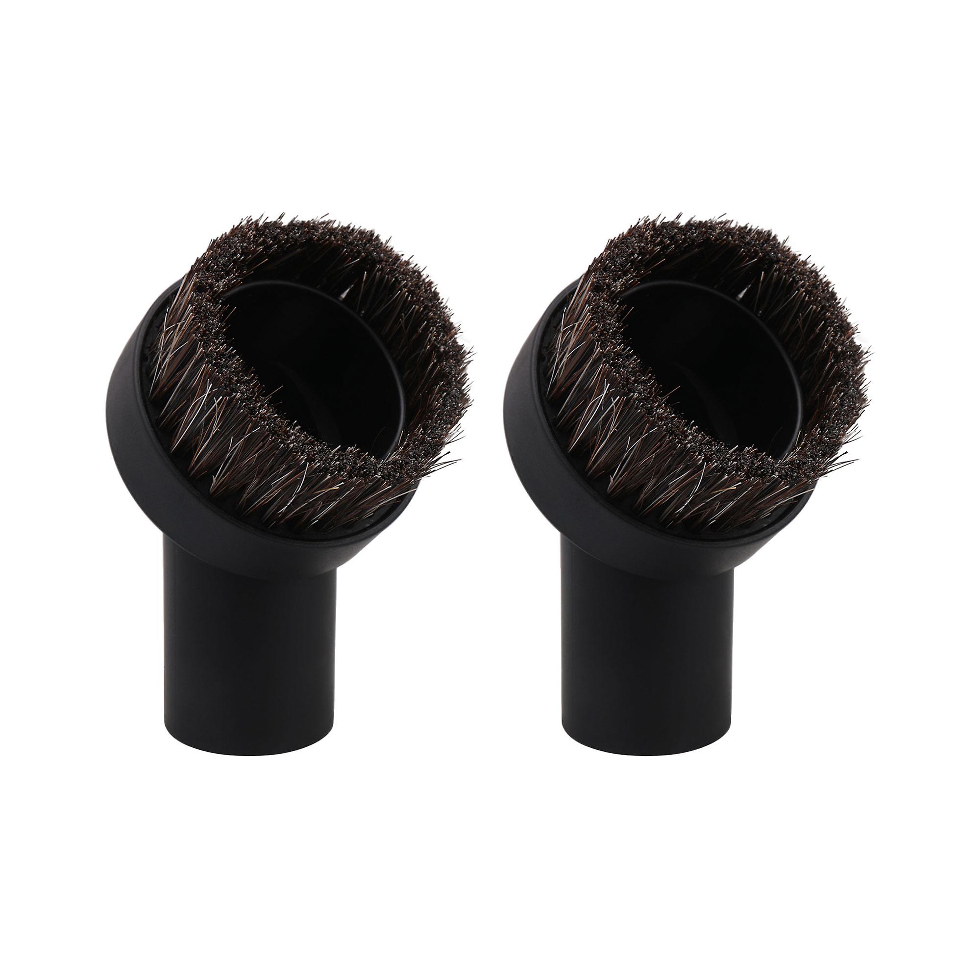 2 x 1.25Inch ID Vacuum Tools Attachment Plastics Horse Round Brushes Black