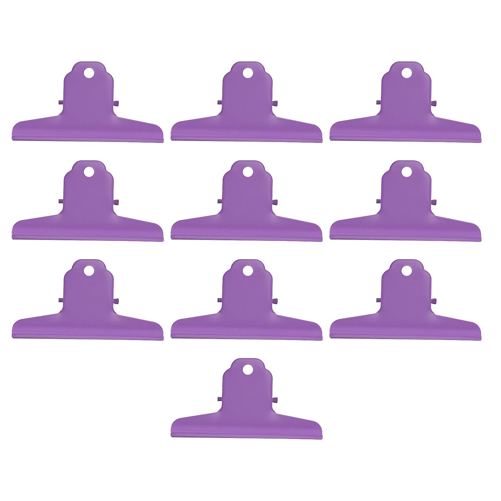 10 Pcs Metal Binder Clips, Multi-Function Galvanized Rustproof Large Paper Clips for Office School, Purple