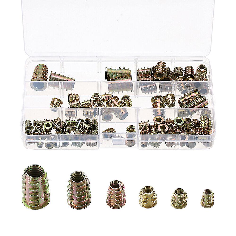 100Pcs M4 To M10 Color Zinc Alloy Wood Furniture Hex Socket Drive Threaded Insert Nut Bolt Fastener