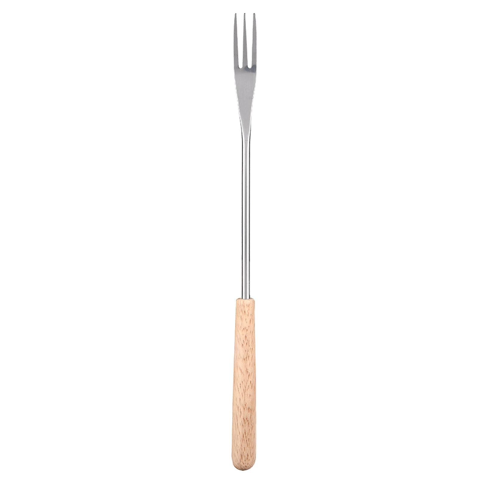 26.5cm Wooden Handle BBQ Fork Wooden Handle Fork Skewer for Camping Picnic