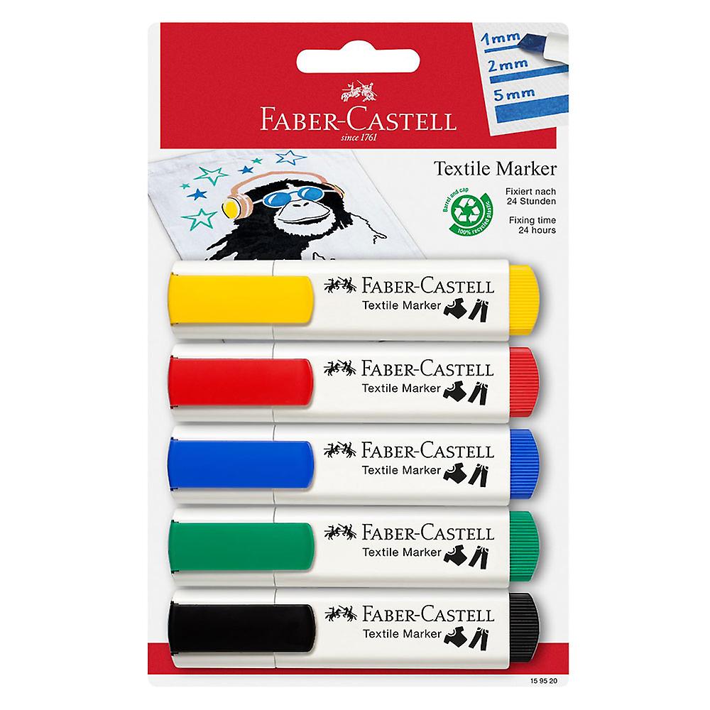 Faber-Castell Vibrant Textile Marker Pack of 5 Permanent and Long-Lasting Color