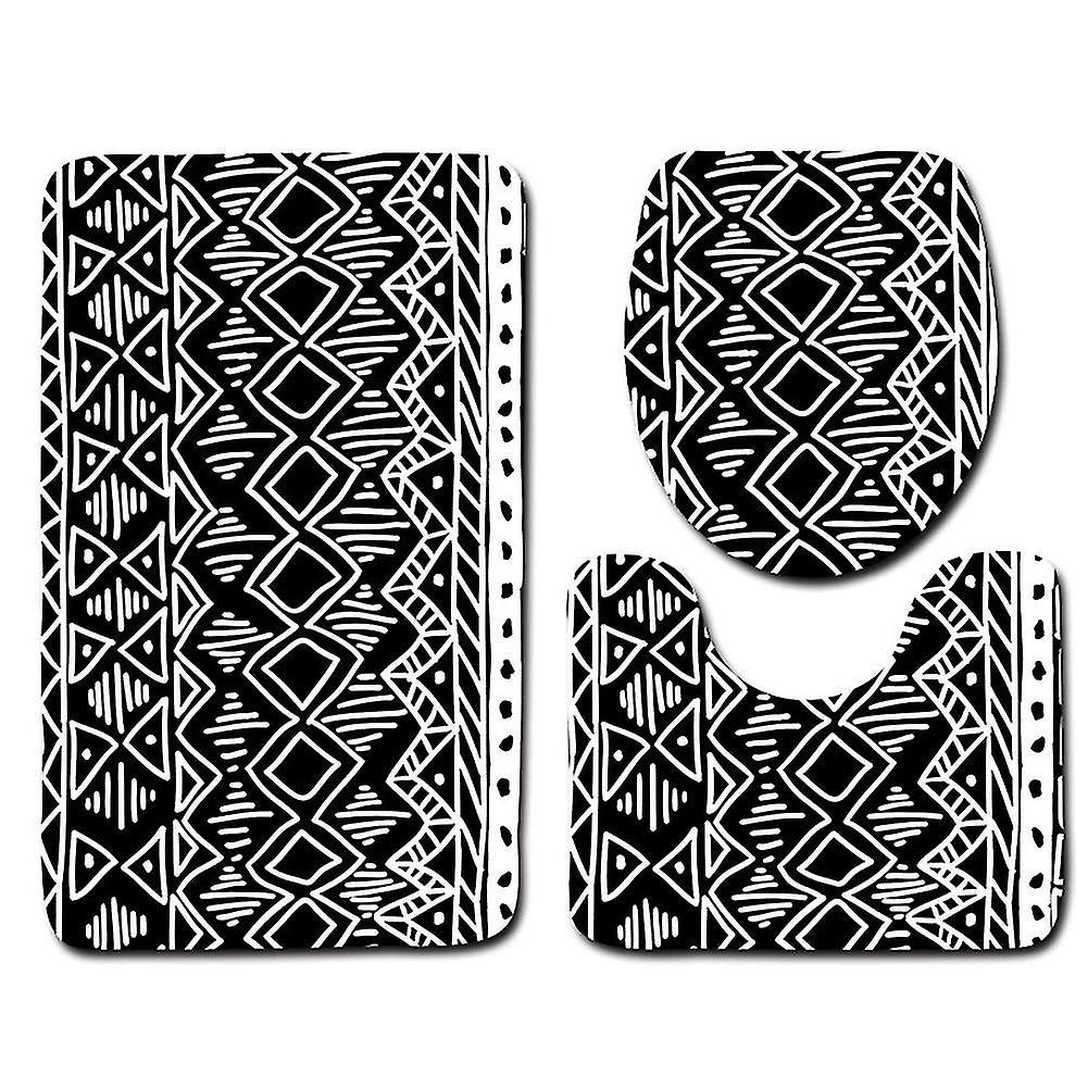 Abstract Geometric Pattern Bath Mat 3 Piece Set