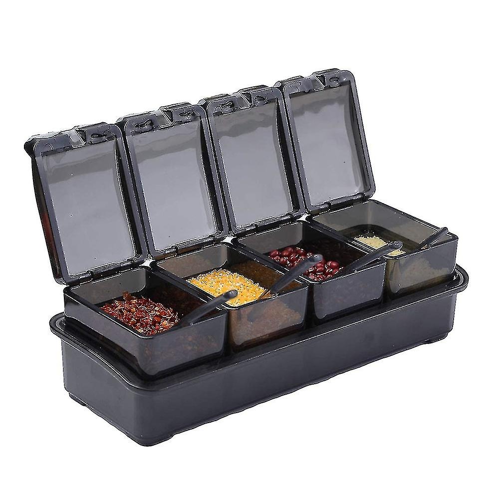Spice Box Set, Spice Jar Kitchen Spice Container Storage Jar with 4 Spoons