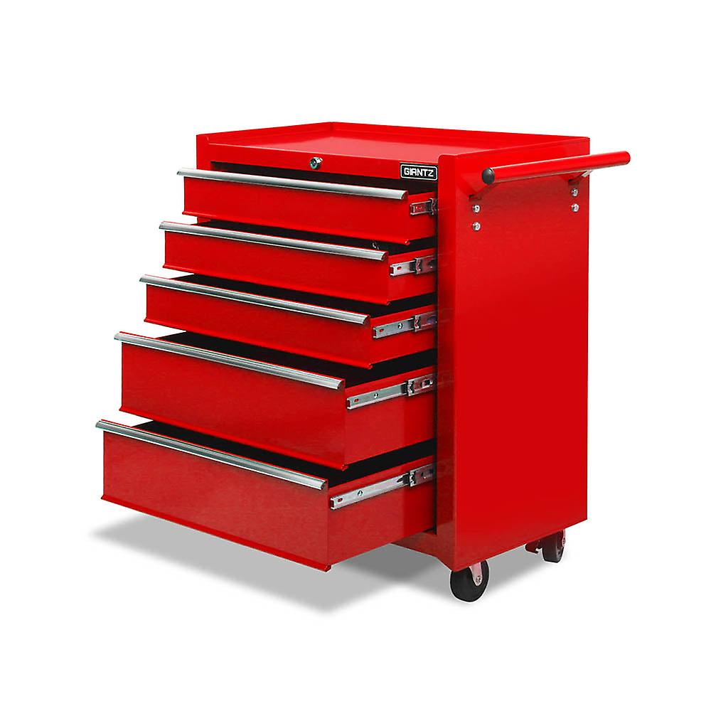 Giantz 5 Drawer Mechanic Tool Box Cabinet Storage Trolley Red Tool Cabinets & Cupboards