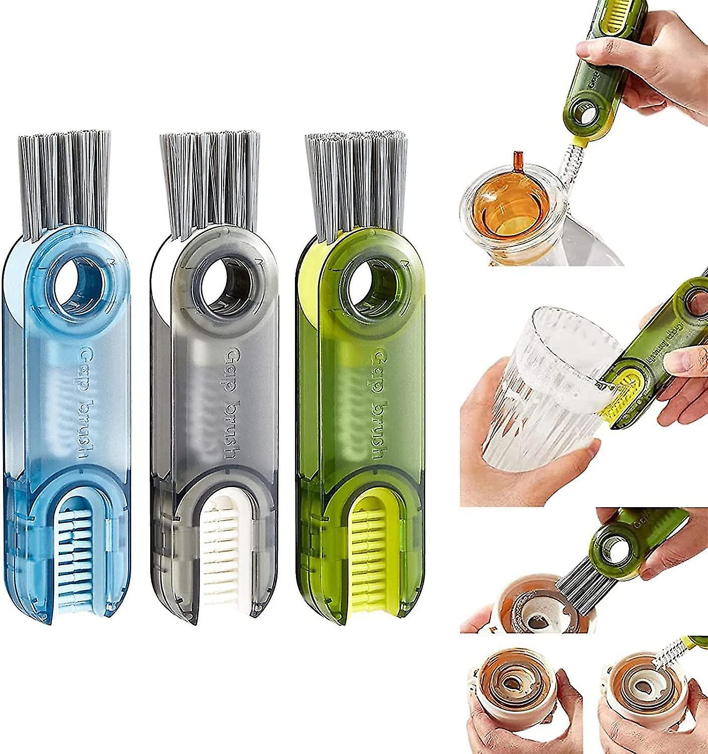 3 in1 Tiny Bottle Cup Lid Detail Brush Multi-Functional Crevice Cleaning Brush