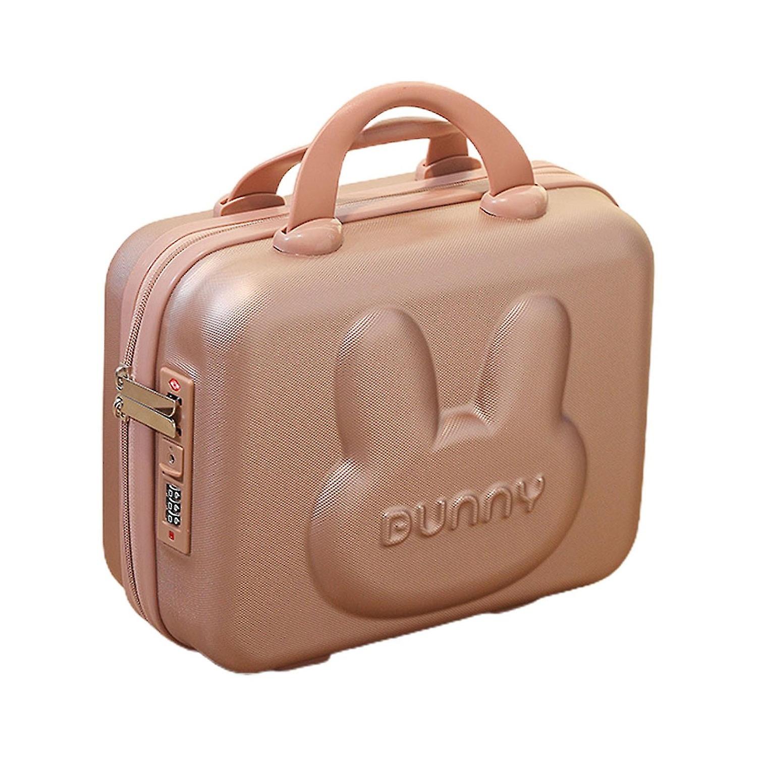 Cosmetic Suitcase Cute Bunny Pattern Portable Handle Combination Lock Zipper Large Capacity Multifun