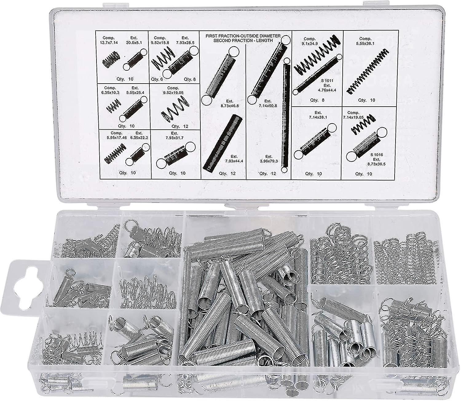 Assortment Of Compression And Extension Springs 20 Sizes Small Assorted Galvanized Steel Springs 200 Pieces