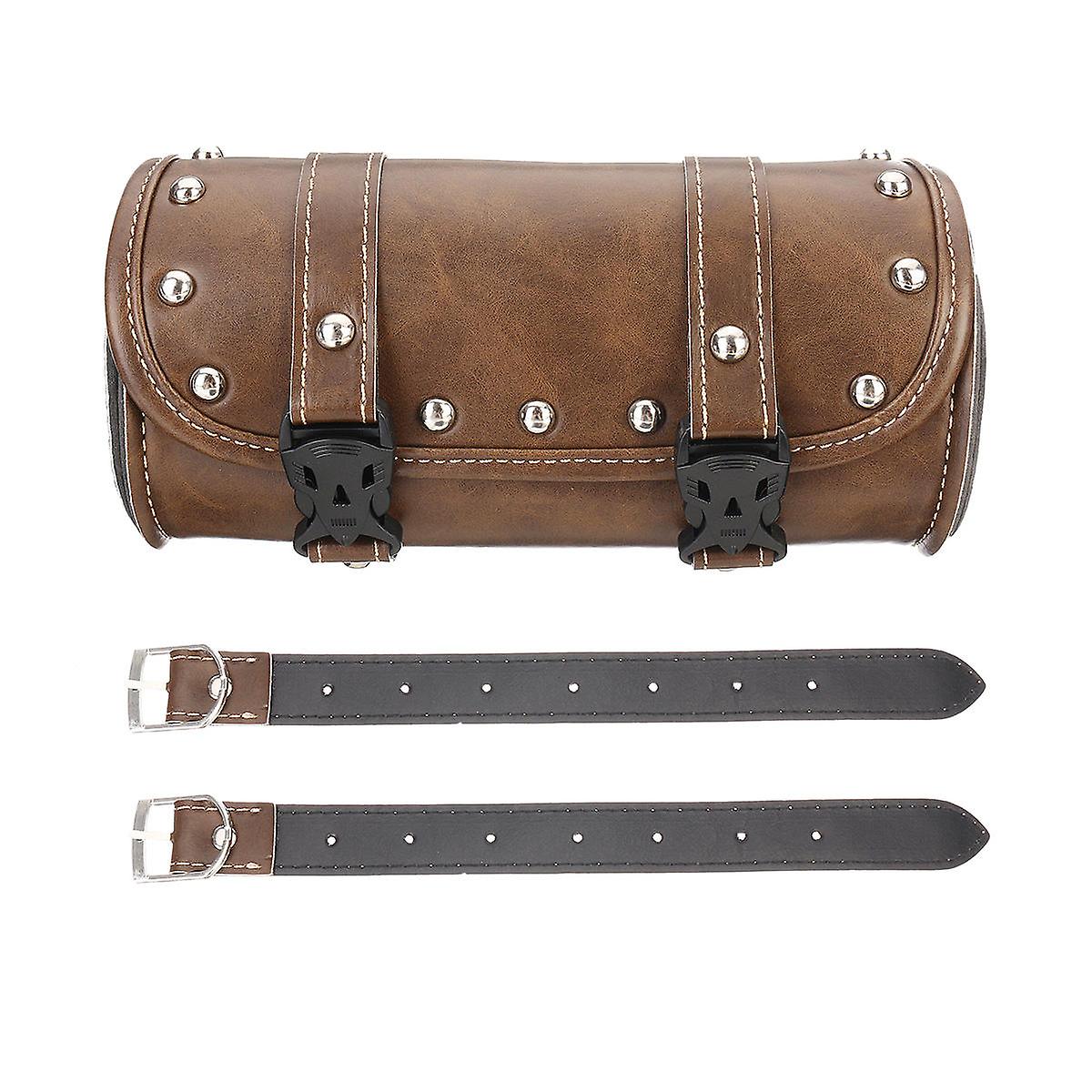 Leather Motorcycle Front Fork Tool Bag For Brown