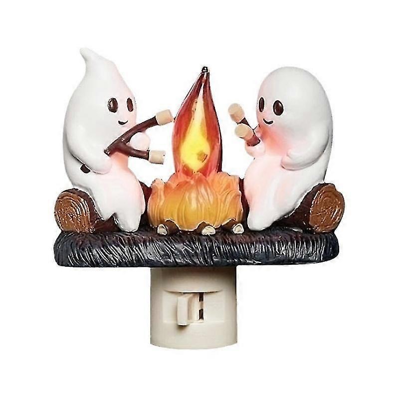 Ghost Campfire Flickering Nightlight,Fire Marshmallow Night Light Halloween Gift