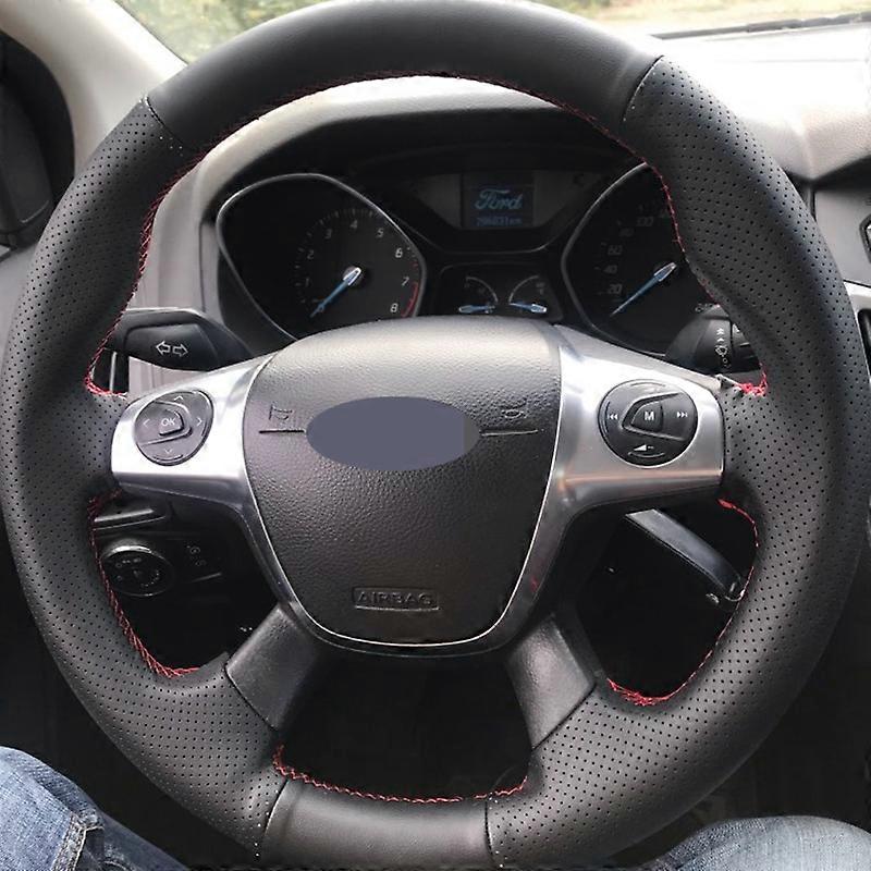 Black Soft Artificial Leather DIY Car Steering Wheel Cover Ford Focus 3 2012-2014 C-MAX 2011-2014 KUGA Escape 2013-2016