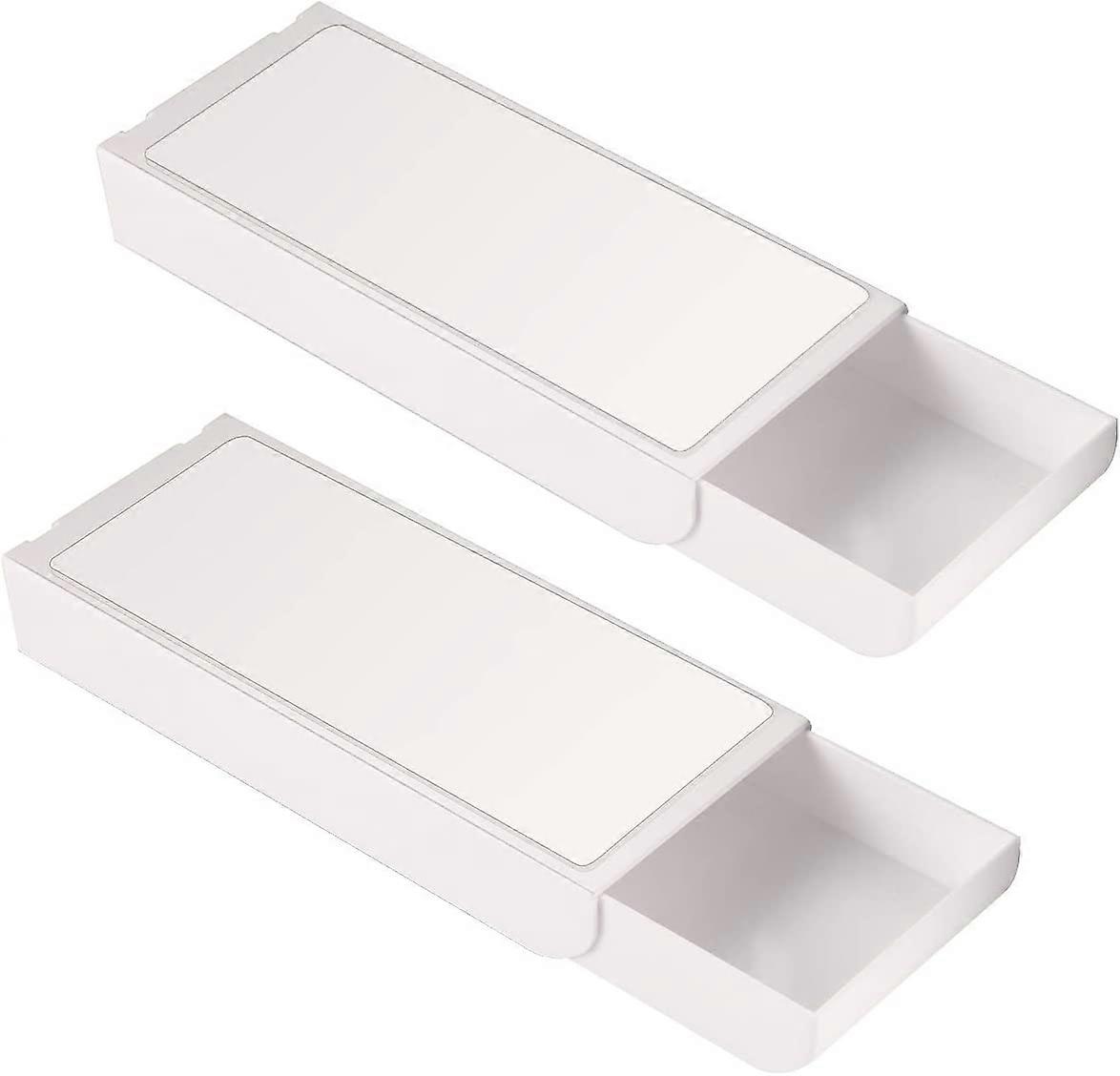 2 Pieces Under Desk Drawer Hidden Rack Storage Box 22*9*3.5cm
