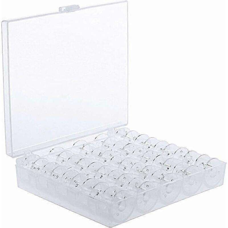 Sewing machine bobbins with case, transparent, 25 pieces