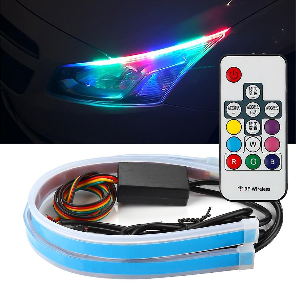 Rgb 超薄顺序柔性 LED Drl 转向信号条遥控大灯