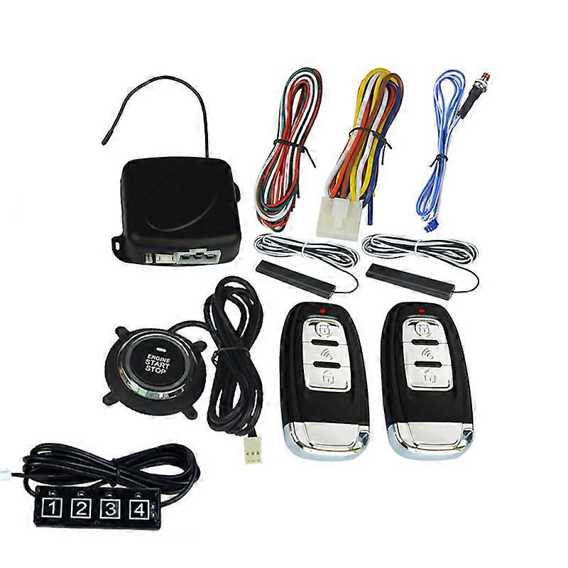 12v Auto Car Key Systems Key blade start with pad PKE less entry engine alarm system push button remote starter  one start stop button engine