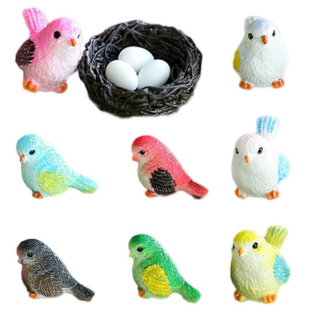 1 Set Easter Moss Micro-landscape Ornaments Decorative Miniature Birds Nest Eggs
