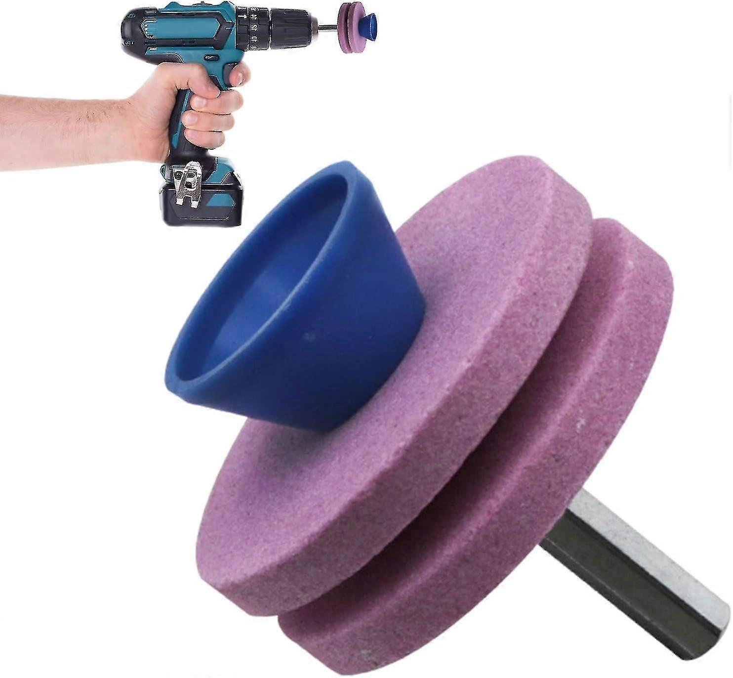 Lawn Mower Blade Sharpener, Garden Tool Sharpening Wheel, Sharpener Lawn Mower Tool Replacements (Pink)