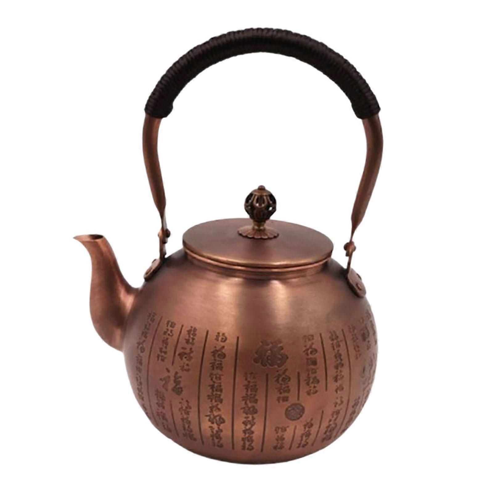 Handmade Copper Kettle with Handle Boiling Kettle for Hiking Outdoor Kitchen