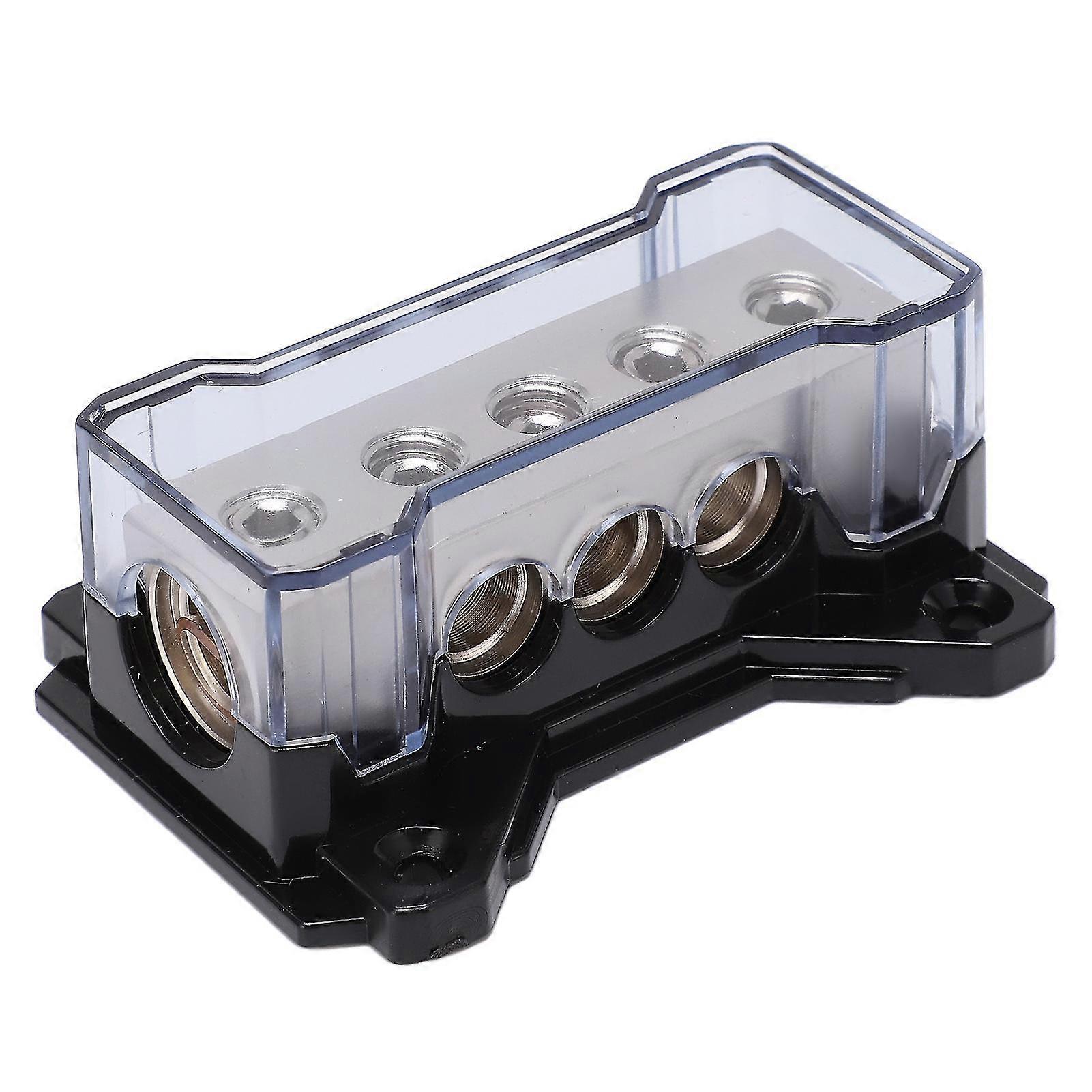 Power Distribution Block 0GA in 4GA Out Zinc Alloy Chrome Plated Universal for Car Audio