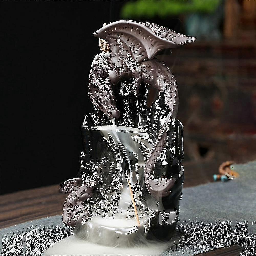 Incense Burner Ceramic Dragon Incense Cone Waterfall Smoking