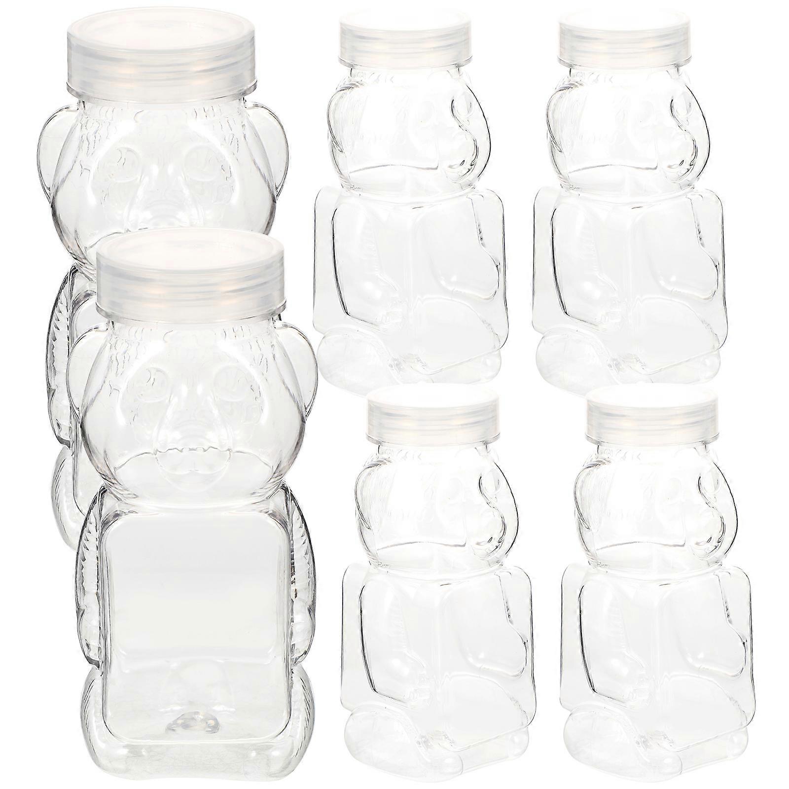 6pcs Bear Shape Honey Bottle Candy Storage Bottle Transparent Honey Bottle