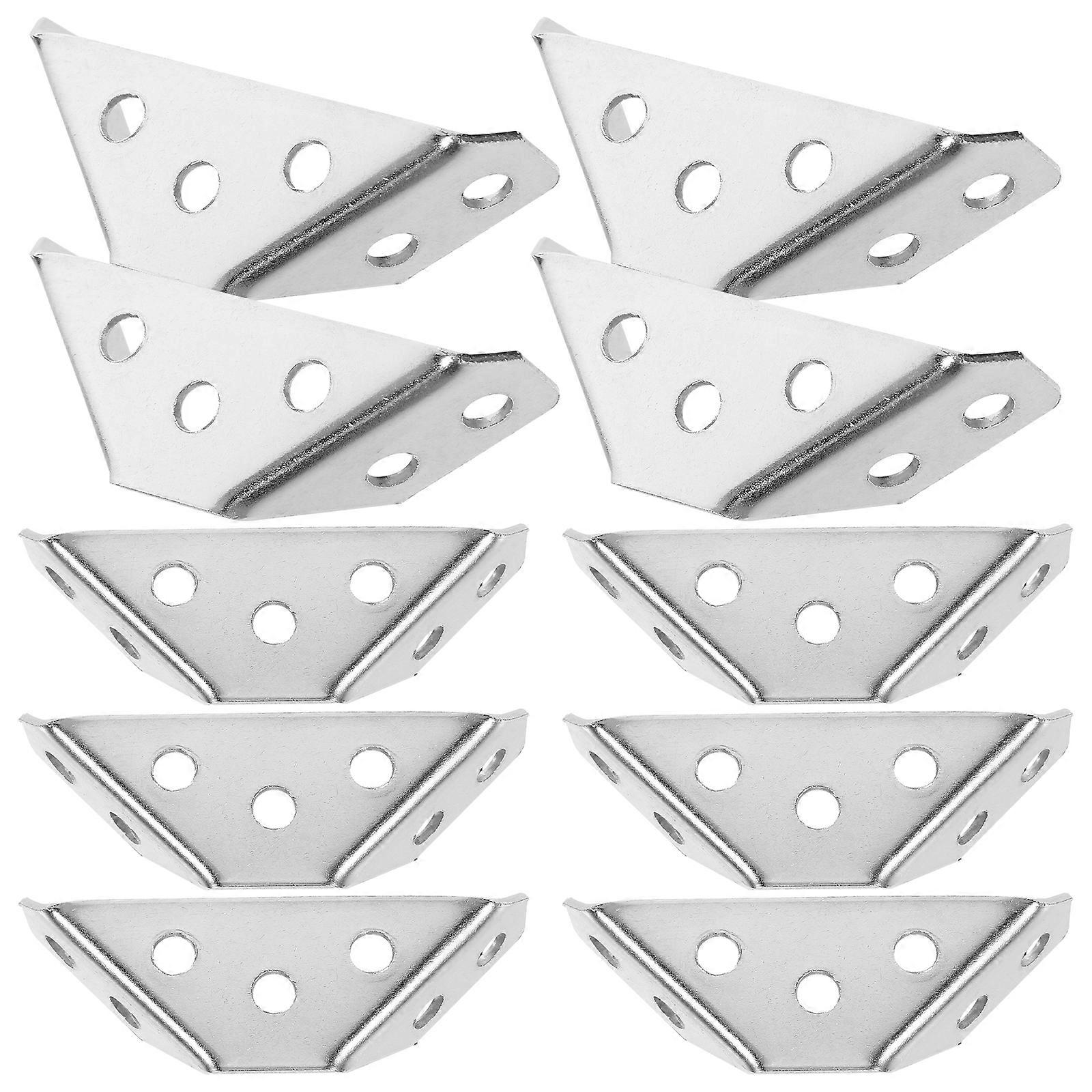 10pcs Trapeziform Angle Brackets Heavy Duty Corner Brace Angle Brackets Stainless Steel Shelf Brackets