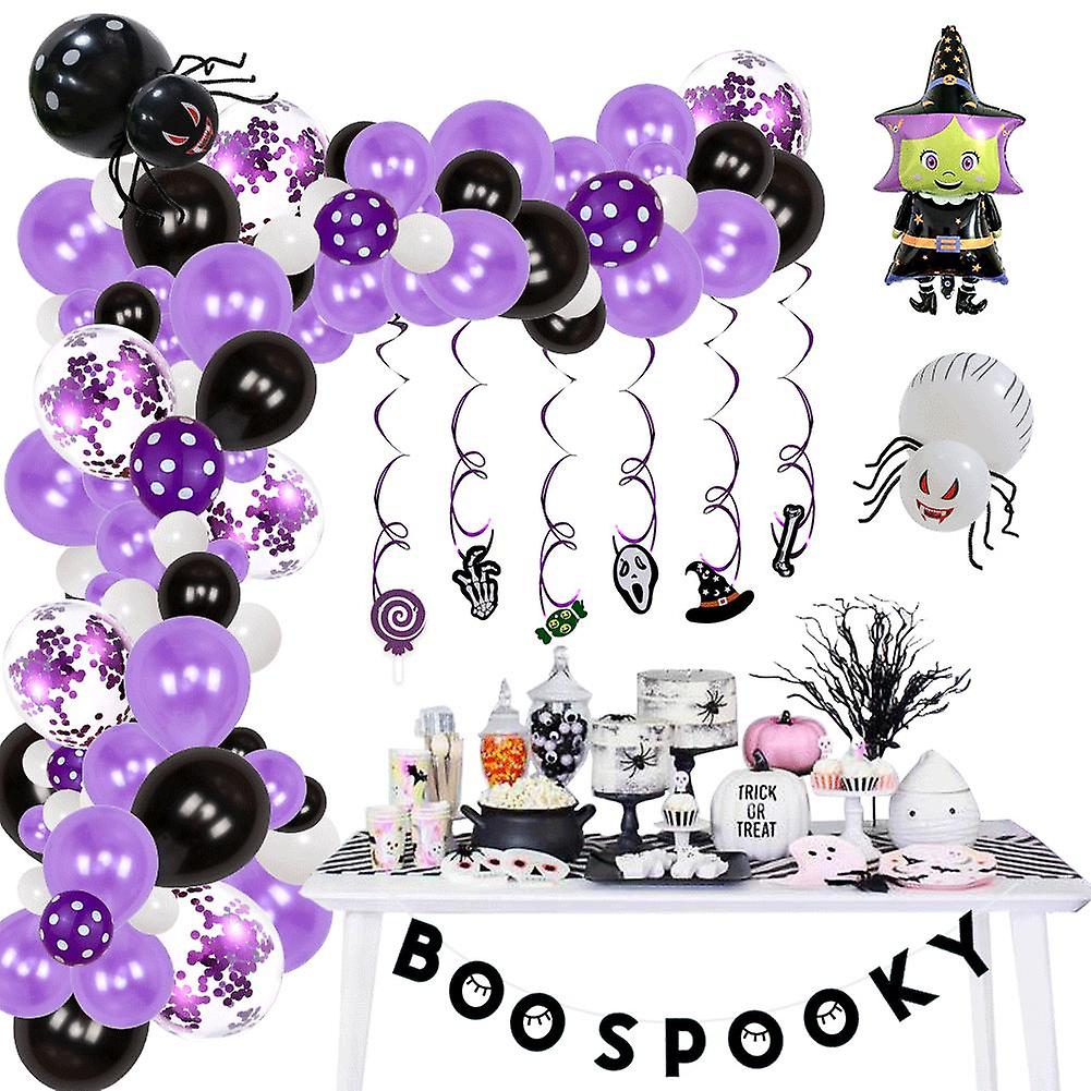 Halloween Balloon Chain Party Decoration 72pcs Purple Polka Dot Wizard Latex Set