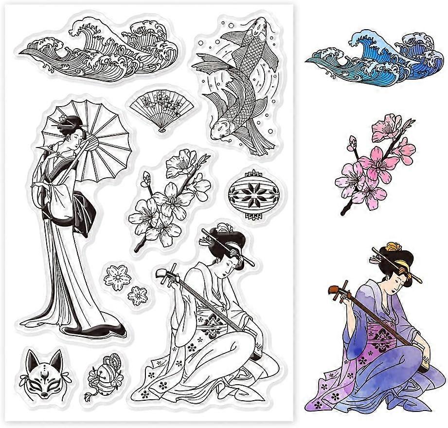 1Sheet Oriental Style Silicone Clear Stamps