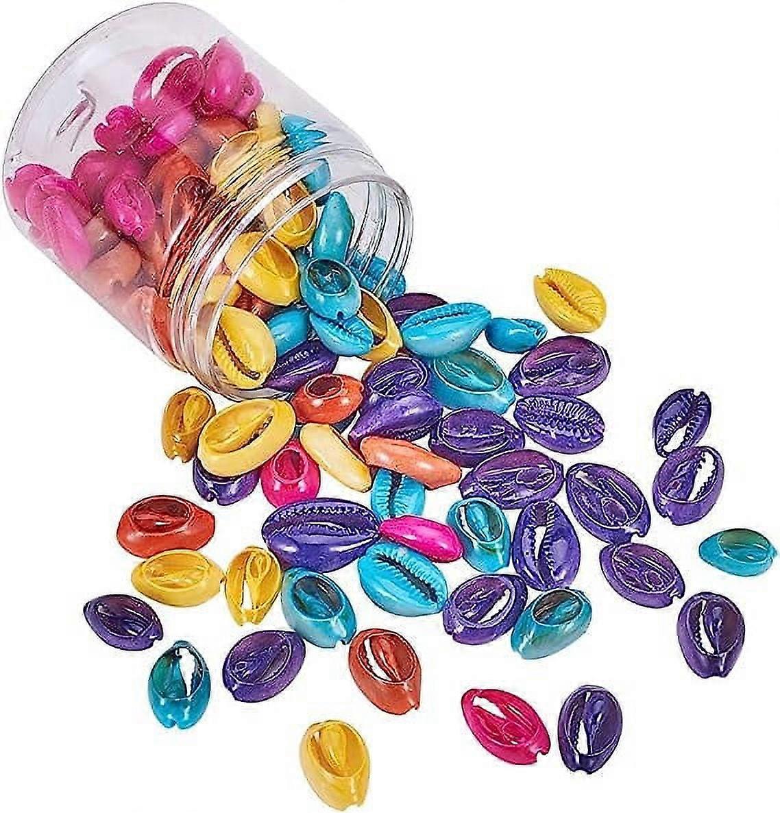 100pcs 5Colors Cowrie Shell Beads Open Back Beach Seashells Charms with Big Hole