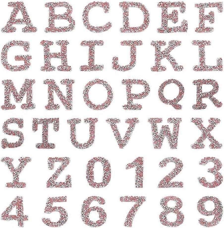 36Pcs Iron on Letters and Numbers Patches Rose Alphabet Patch A-Z Number 0-9 Rhinestone Patches Appliques Glitter Repair Decoration Patches for Clothe