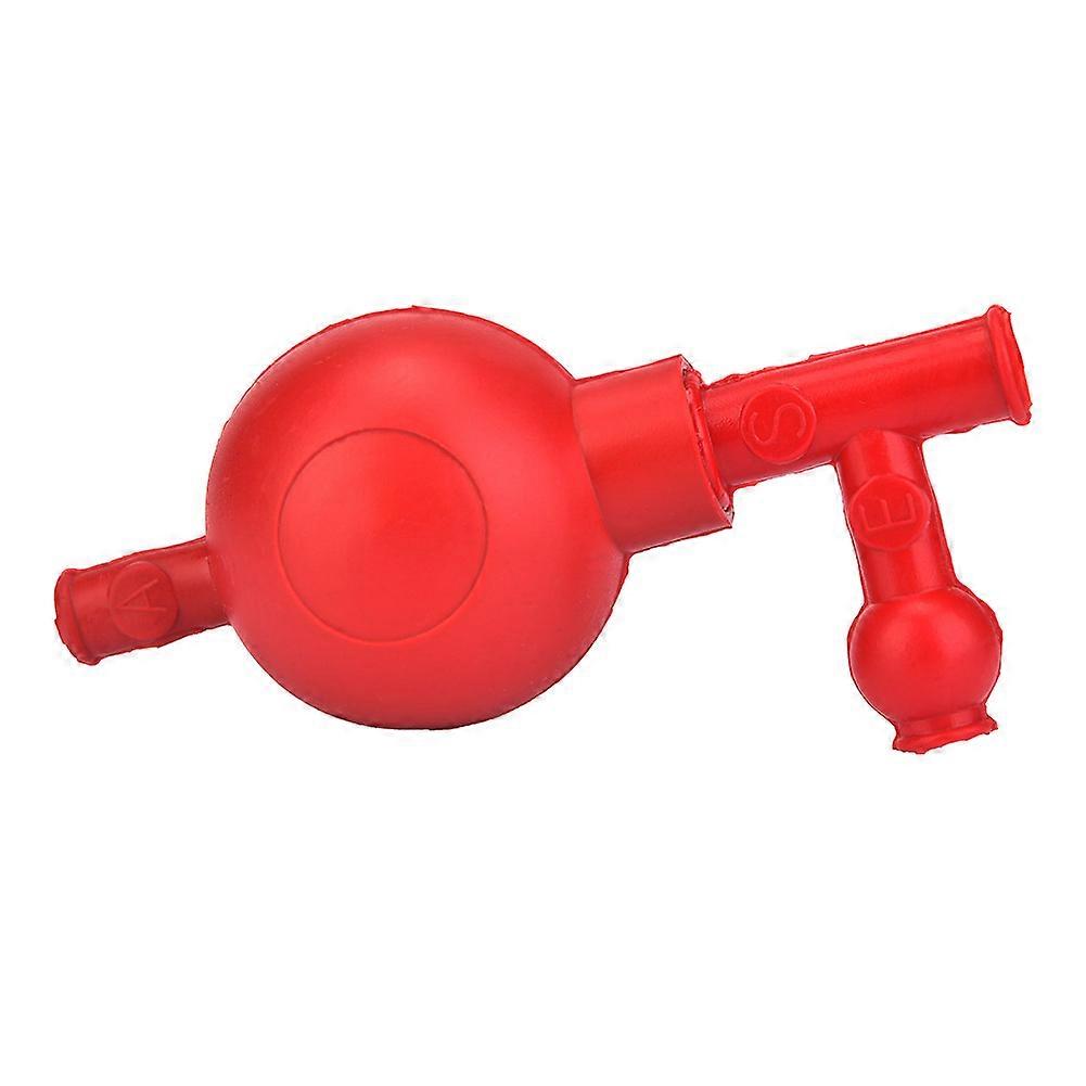 Lab Rubber Suction Bulb Safe Pressure Quantitative Pipette Filler with 3 Valves (Red)