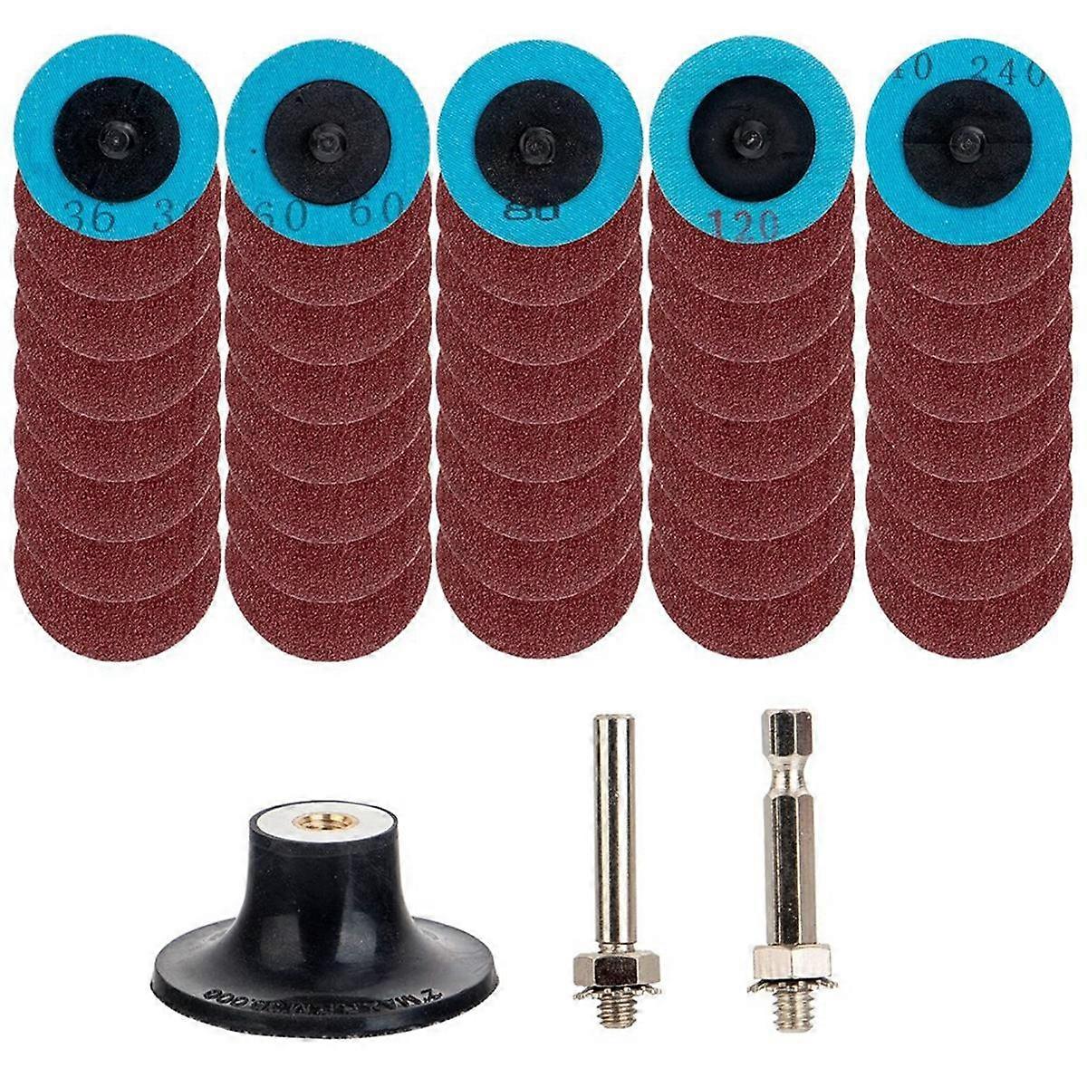 40 Pcs Quick Change Discs Set, 2 Inch A/O Sanding Discs with 1/4 Inch Holder, Surface Conditioning