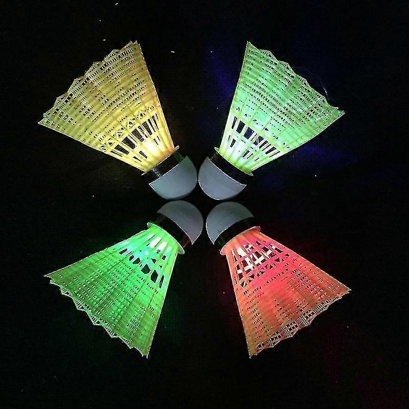 4pcs feather badminton set dark night glow shuttlecock