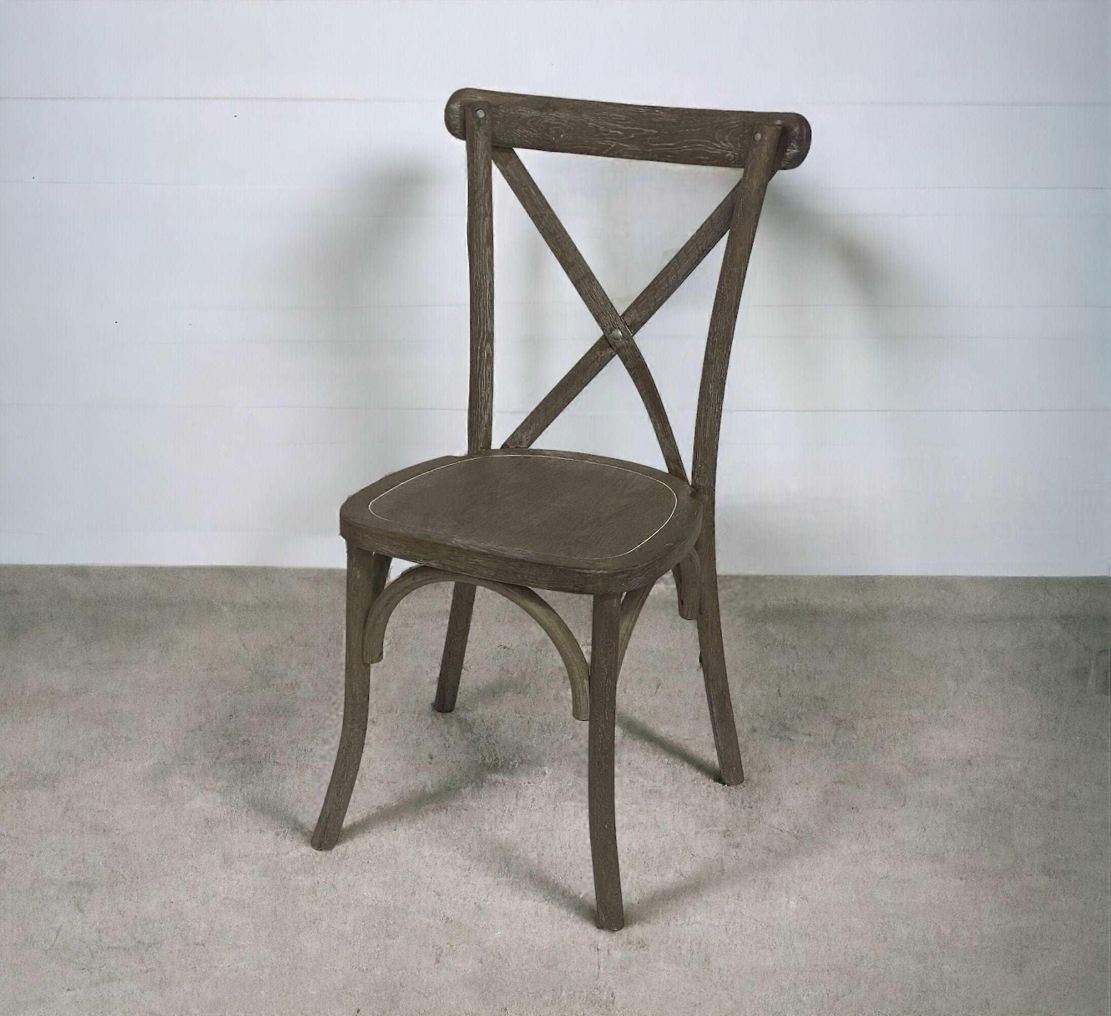 Oak Wood Dining Chair With Cross Back