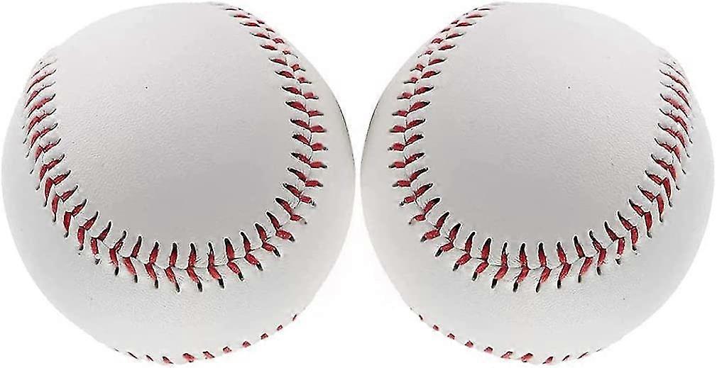 Unmarked Baseball Standard Size 9inch Soft Practice Autographs League Competition Ball 2pcs White