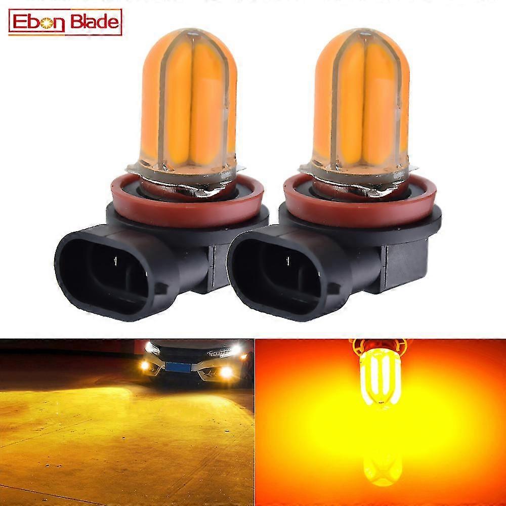 2Pcs  LED car light Fog  Bulb H8 H11 H16 JP Amber Yellow Orange Silicone Shell COB 48 SMD Auto Fog Driving s Lamp 12V DC