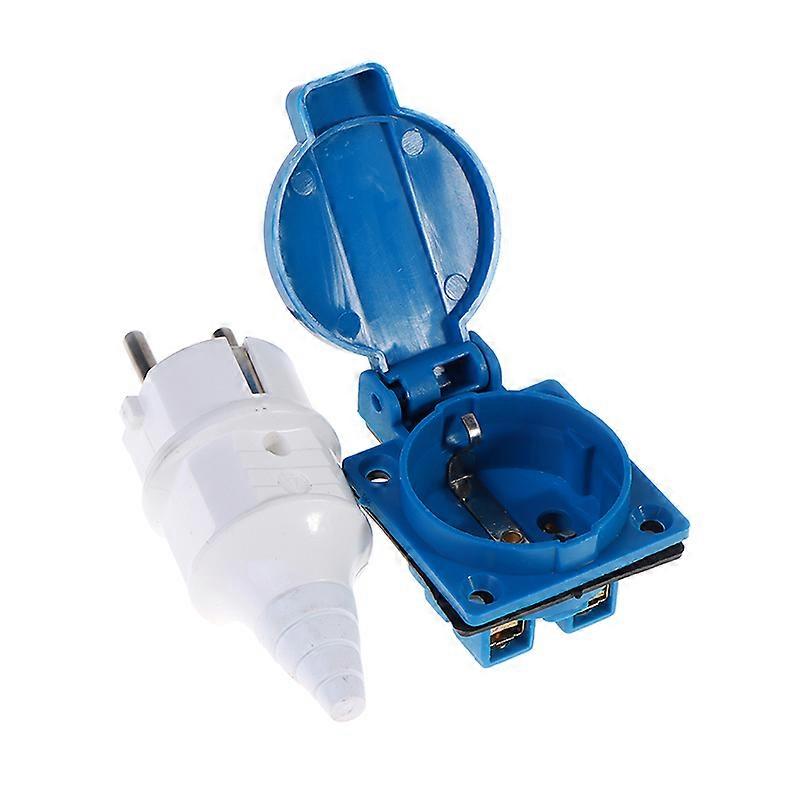 Industrial Waterproof Socket EU Socket Copper Contact Body 220V 16A Gasoline Generator Two-hole Plug All Copper EU Plug Socket