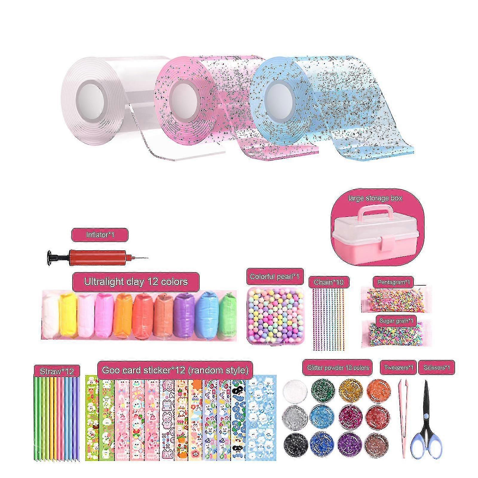 Tape Bubble Kit For Kids With Step-by-step Video Tutorials, Double Sided Gel Grip Traceless Tape Magical Tape Bubbles