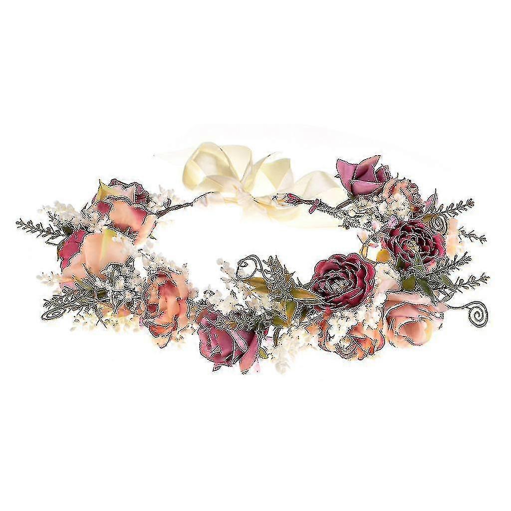 Adjustable Dry Flower Headband Wedding Wreath Crown