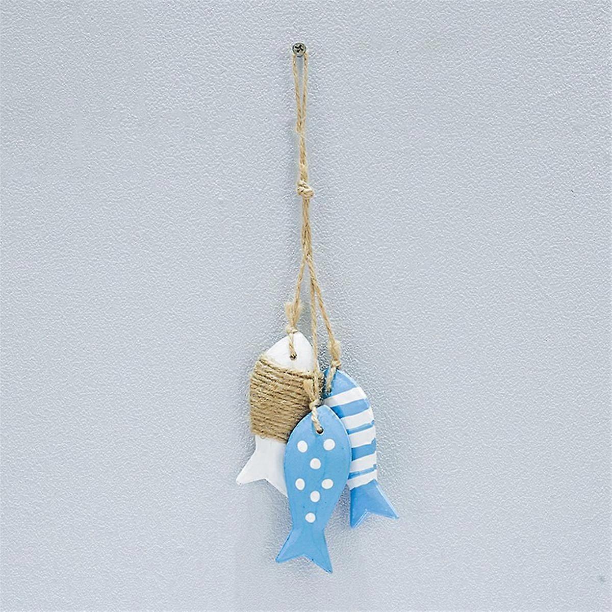Nautical Wall Hanging Ornament Wood Fish Decor Mediterranean Style Wood Pendant Ornaments for Wall