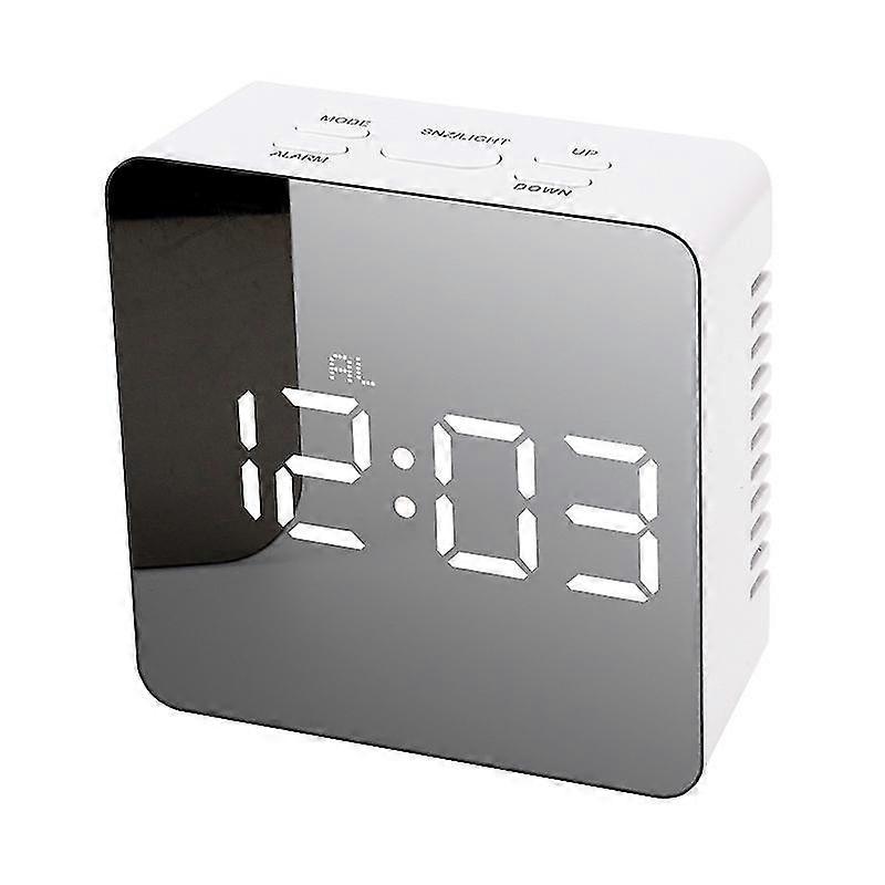 Digital Alarm Clock, 4.5" Large Screen Led Mirror Clock With Usb Charging Ports(white Light White Shell)