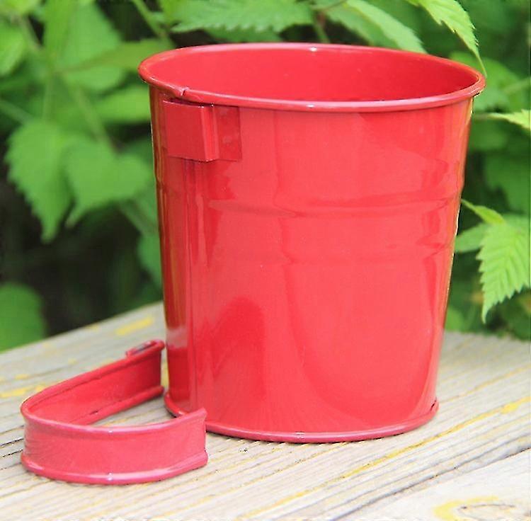 Metal Hanging Flower Pots Railing Planter Red