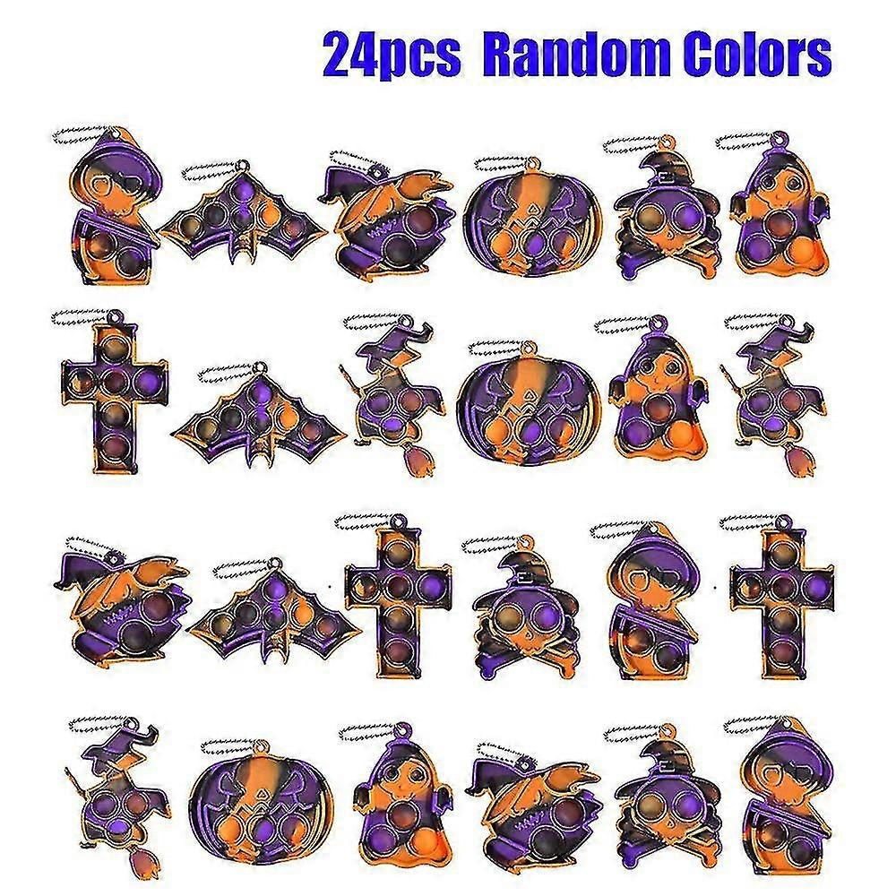 24 Pcs Halloween Pop Fidget Toys Halloween Party Game Decorate For Kids Needs Pop Toy To Reduce Stress And Relieve Anxiety