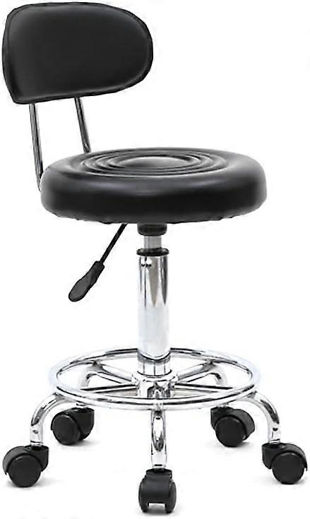 Office Stool with Backrest, Wheeled Stool 360 Rotation Adjustable Height 47-61.5 cm, for Massage Salon, Office, Clinic