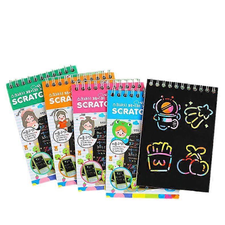 Rainbow Art Scratch Paper Notebook with Wooden Pencil, Pack of 4 pcs