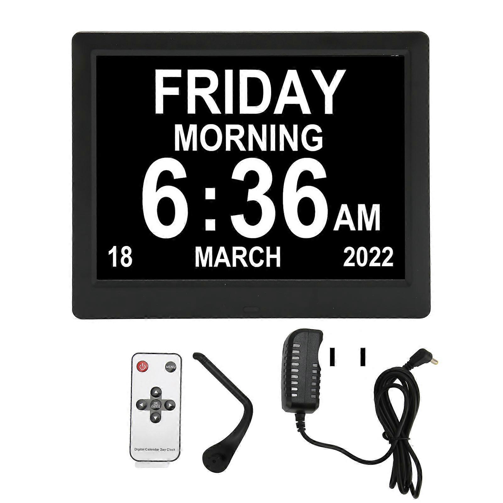8.7inch Digital Day Calendar Clock Auto Dimming Large Display Medication Reminders Dementia Calendar Clocks 110?240V US Plug YEMMA