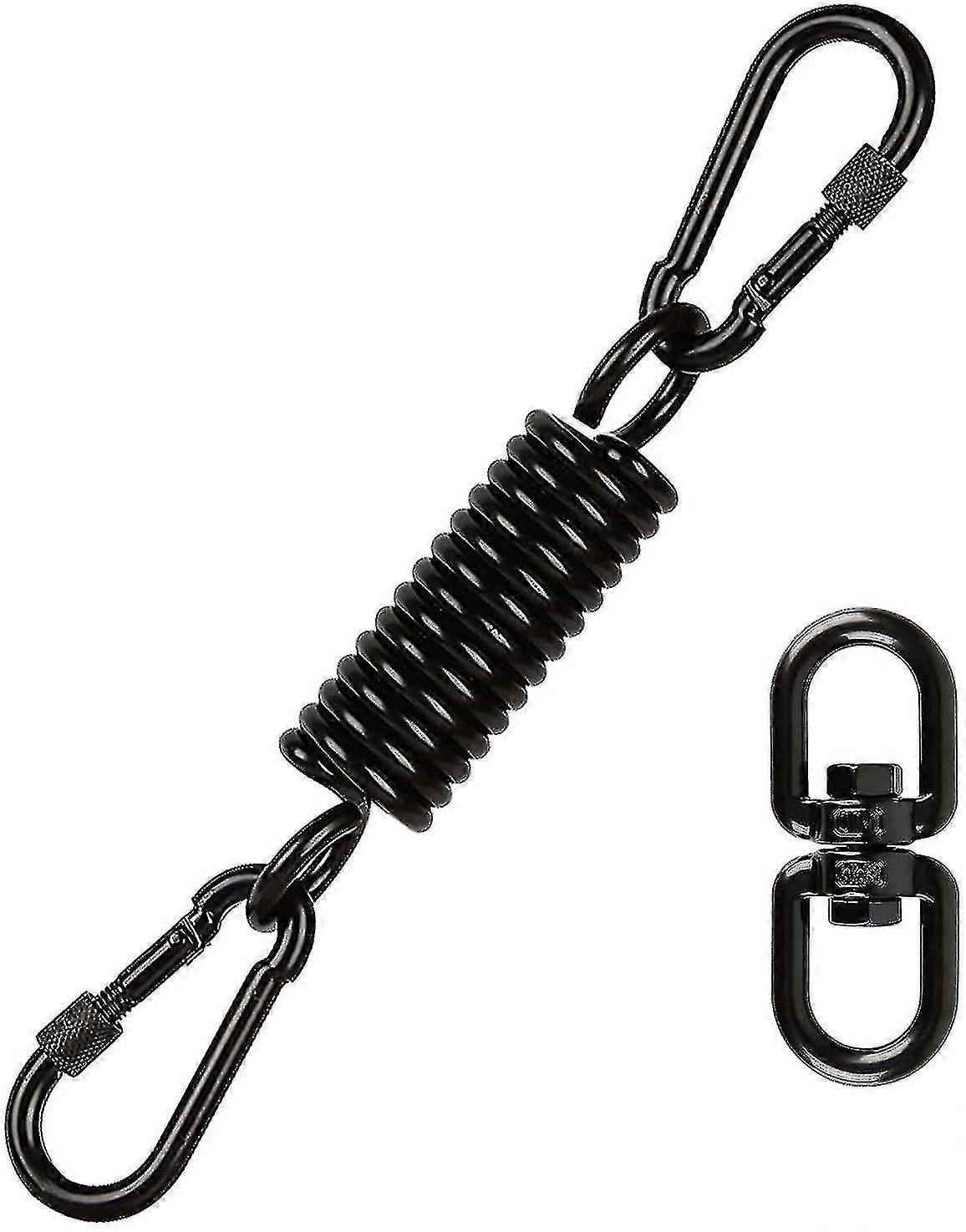 Swing Steel Spring With 2 Carabiners And 360 Swivel Hook(1set, Black)